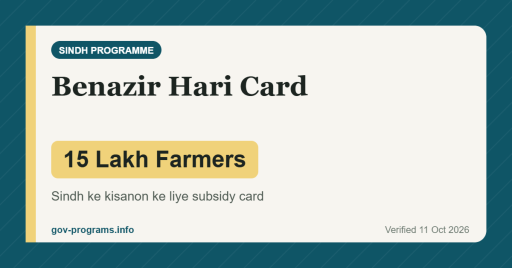 Benazir Hari Card - key benefit: 15 Lakh Farmers (Sindh)